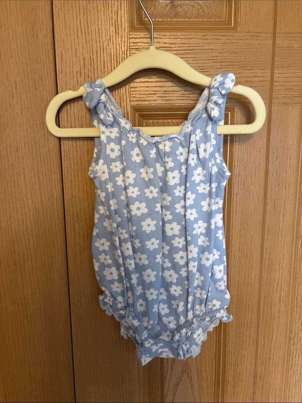 Old Navy Blue and White Floral Baby Romper
